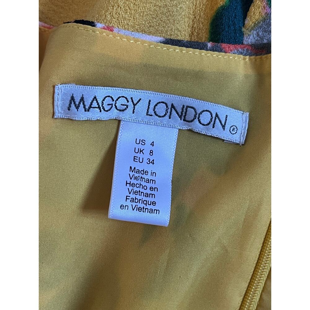 Women's Maggy London Yellow Floral Spring Summer Dress Size US 4 - Picture 3 of 8
